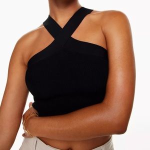 Aritzia Babaton Sculpt Knit Criss Cross Cropped Tank